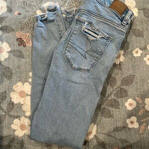 American Eagle Outfitters Light Blue Distressed Skinny Jeans
